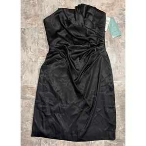 NWT Black Satin Strapless  Dress Size 14 Bridesmaid Cocktail Formal Prom